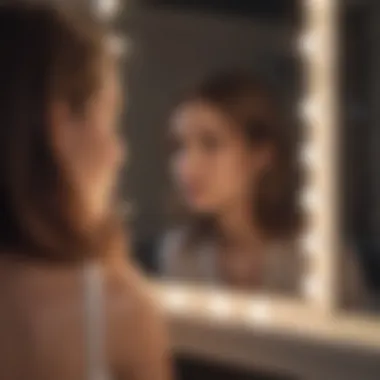 Self-reflection and introspection in relationships Woman looking in the mirror reflecting on relationships