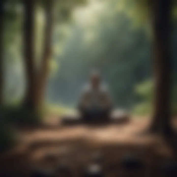 Illustration of a person meditating peacefully in solitude