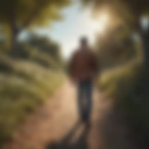 Illustration of a person standing alone on a path of self-discovery