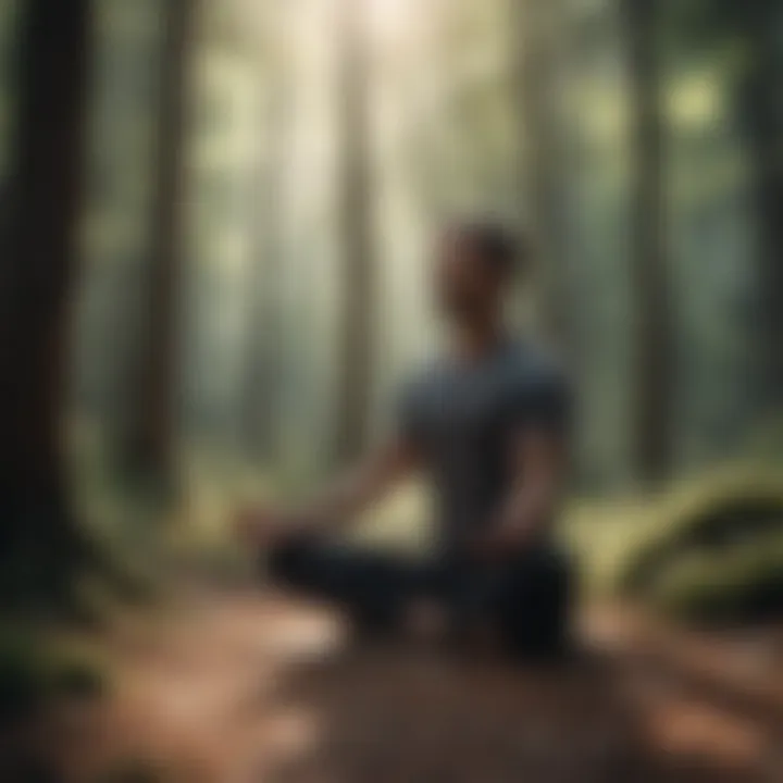 Person practicing yoga in a peaceful forest setting