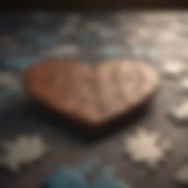 Heart-shaped puzzle pieces coming together symbolizing emotional connection