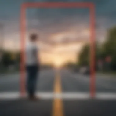 Conceptual image of a person standing at a crossroads, pondering choices in a relationship