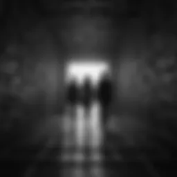 Silhouette of two figures standing back-to-back with a maze between them symbolizing relationship conflicts