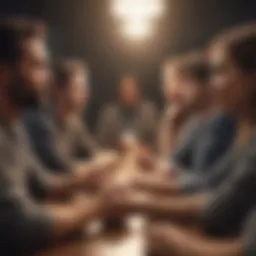 Illustration depicting a group of diverse individuals engaged in a supportive conversation