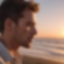 A man reflecting on a relationship at sunset