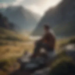 A man reflecting in solitude amidst a serene landscape