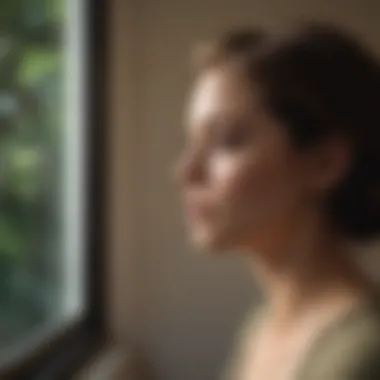 A person reflecting while looking out of a window, contemplating their relationship