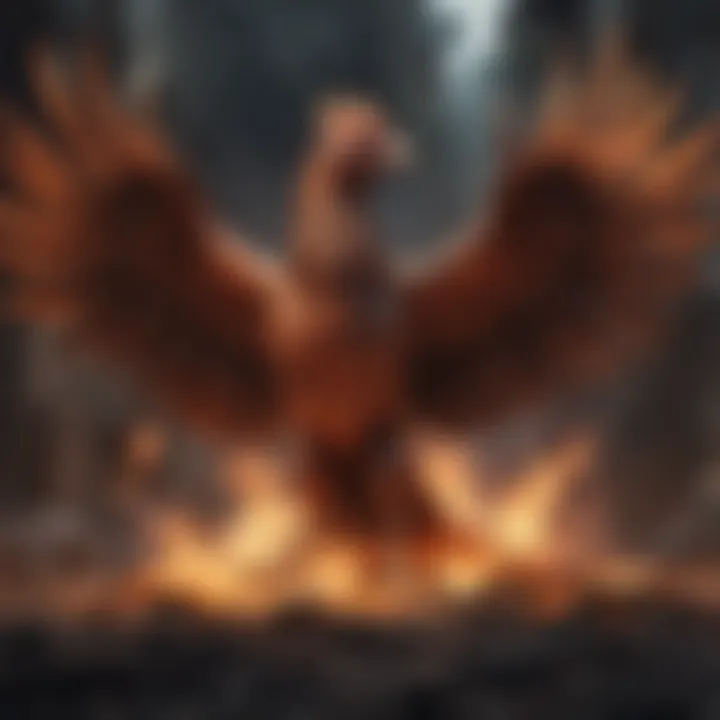 A phoenix rising from the ashes symbolizing resilience and rebuilding