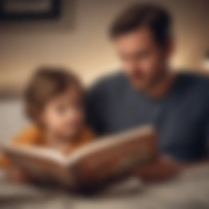 New dad reading bedtime story to child