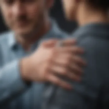 Fostering Mutual Support A supportive hand placed on another's shoulder, symbolizing support