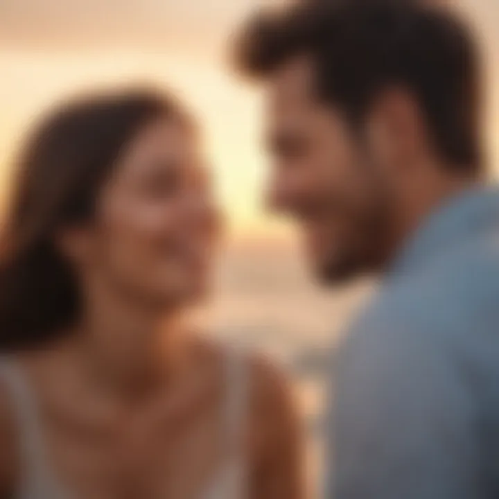 Couple laughing and enjoying a sunset