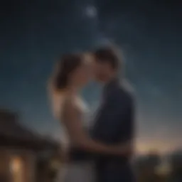 Couple embracing under starry sky