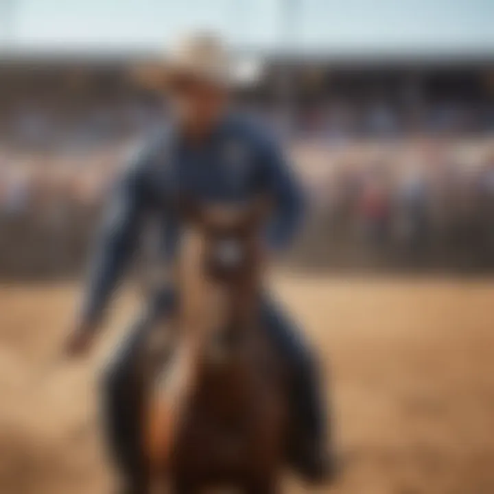 Rodeo arena bustling with activity under the Texas sun