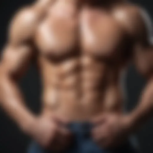 Sculpted male midsection with defined muscles