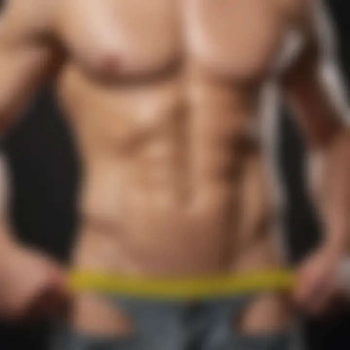 Sculpted male torso with measuring tape