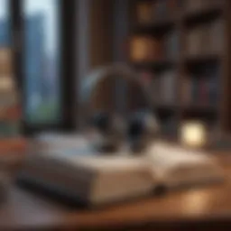 A cozy reading nook with headphones and an open book, symbolizing the joy of audiobooks.