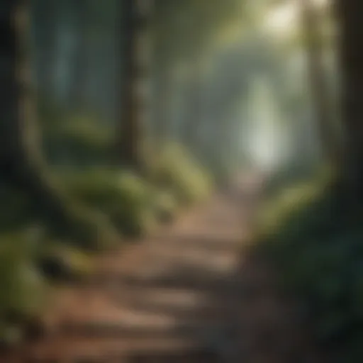 Illustration depicting a serene path through a forest