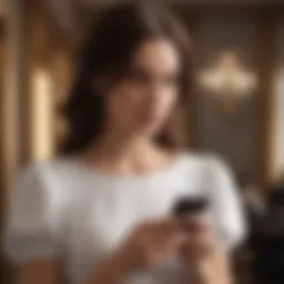 Elegant woman receiving a mysterious text message on her phone