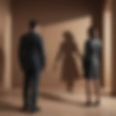 A shadow of a couple with one figure fading away