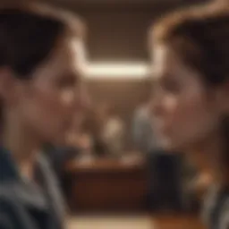 A couple engaged in a serious conversation, showcasing tension and unease.