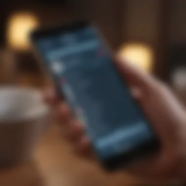 Close-up of a phone showing social media activity