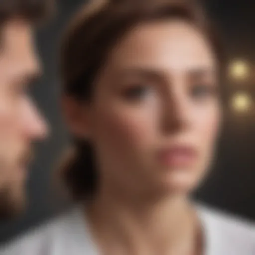 Concerned Glance A woman looking away while a man appears concerned