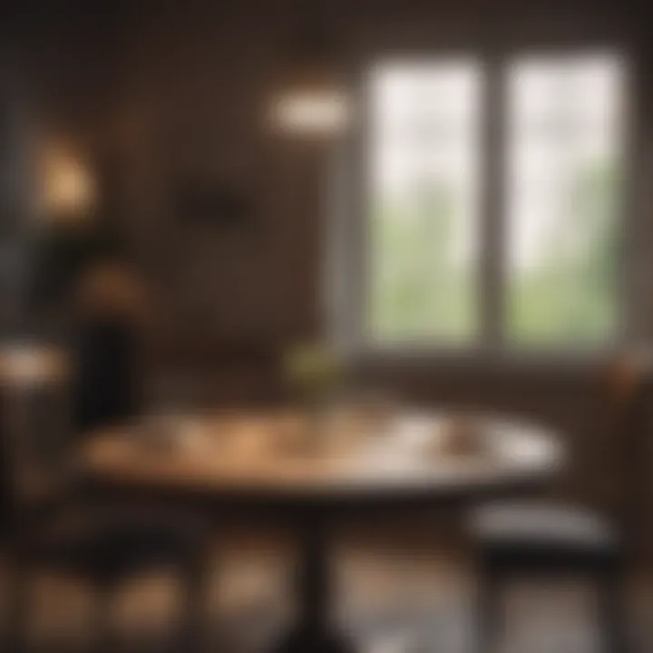 An empty dinner table set for two