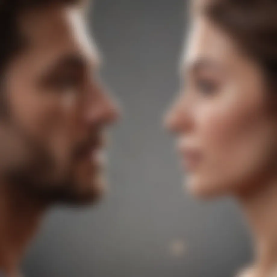 Couple facing away from each other in silence
