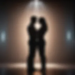 Silhouette of a couple in embrace