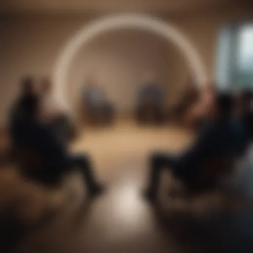 Silhouette of a person sitting in a circle during a PTSD support group session