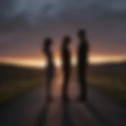 Two silhouettes with distance between them
