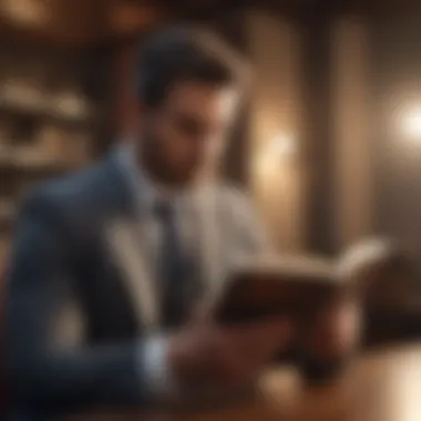 Navigating Masculine Lifestyle Content Sophisticated gentleman reading about modern lifestyle choices