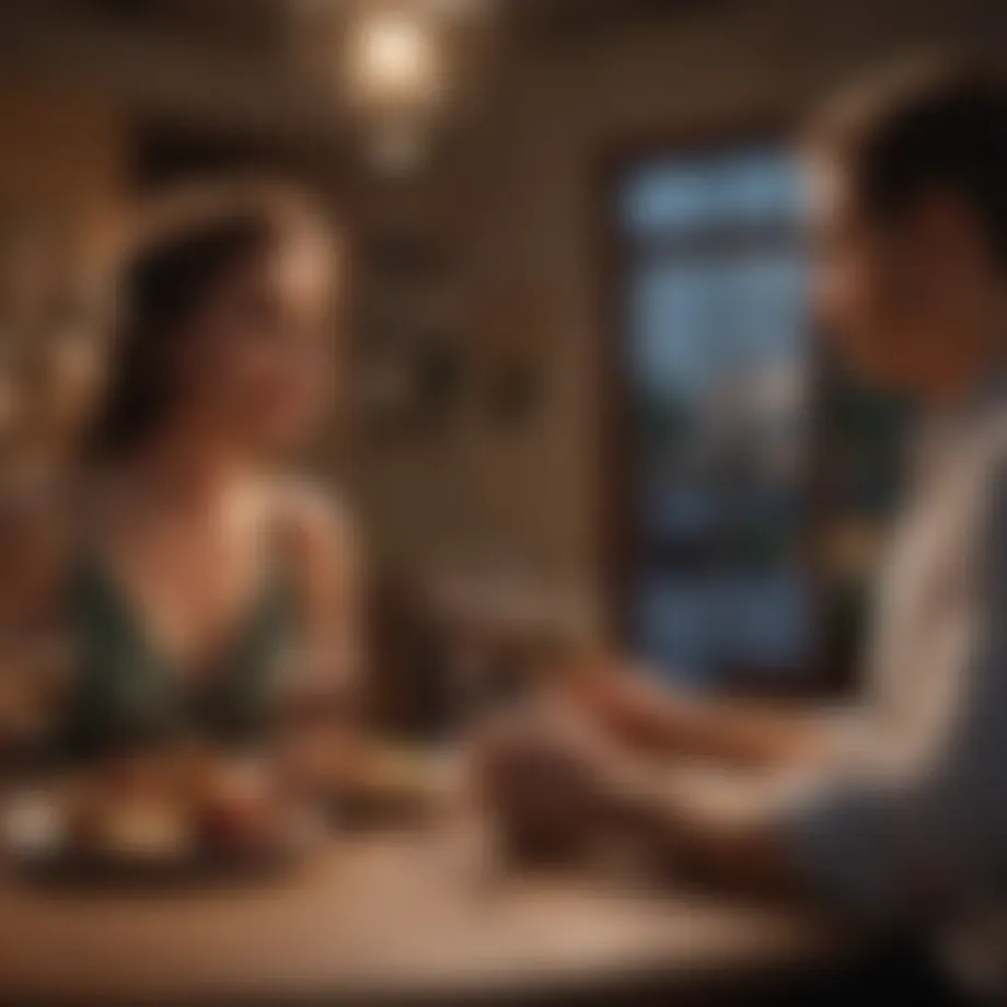 Couple bonding over a romantic dinner