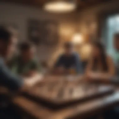 A cozy gathering of friends playing board games in a living room