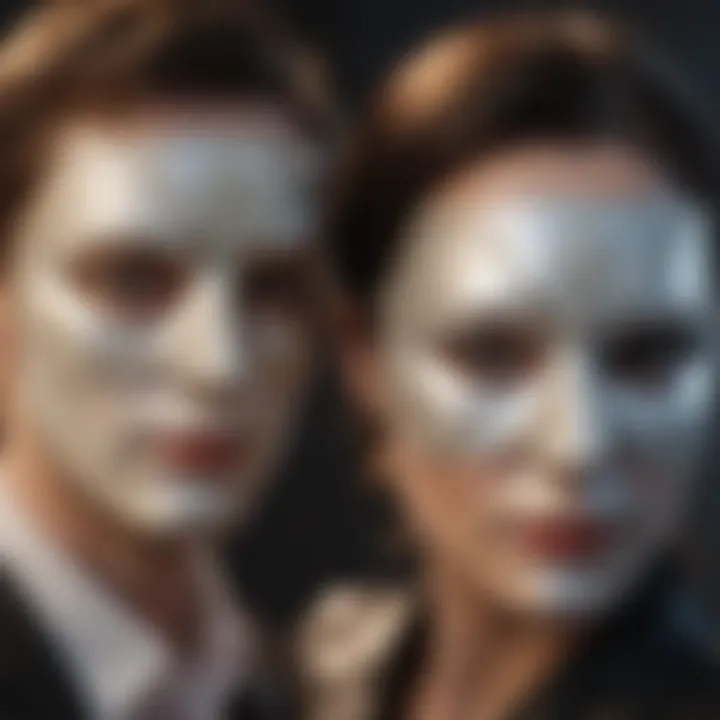 Two faces with one wearing a mask representing a narcissistic partner