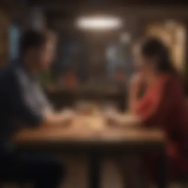 Couple sitting at a table in silence