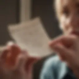 Woman's hand holding a mysterious note