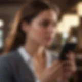 Woman checking her phone discreetly