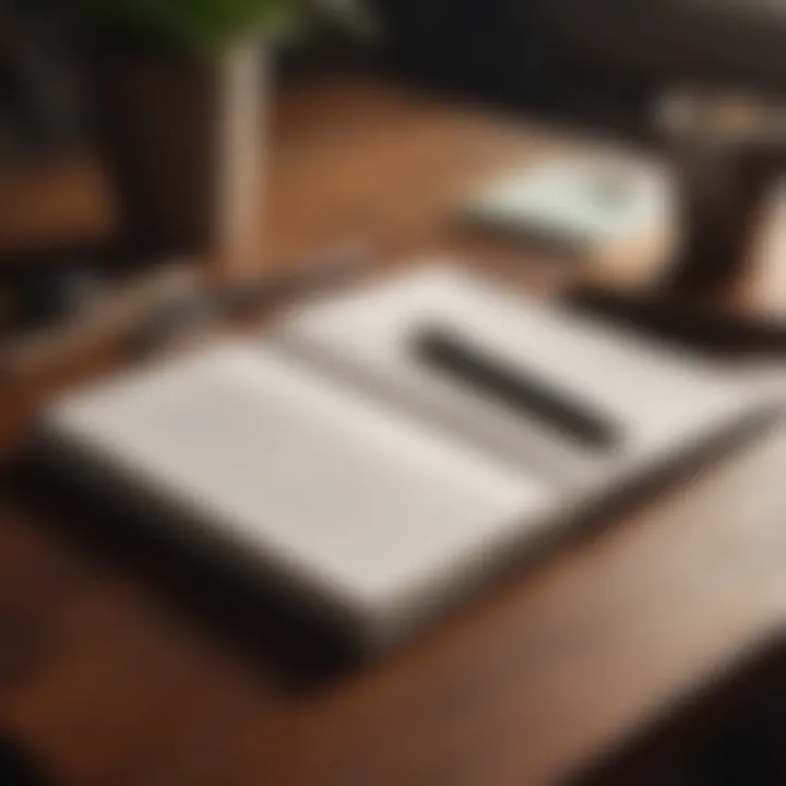 A close-up of a notebook and pen on a table, representing personal reflection and growth.
