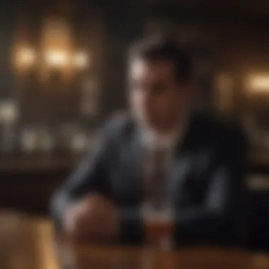 The Veil of Secrecy in Relationships A shadowy figure alone at a bar, representing secrecy.
