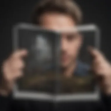 Reflection and Growth through Self-Help Reading A person contemplating with a book in hand