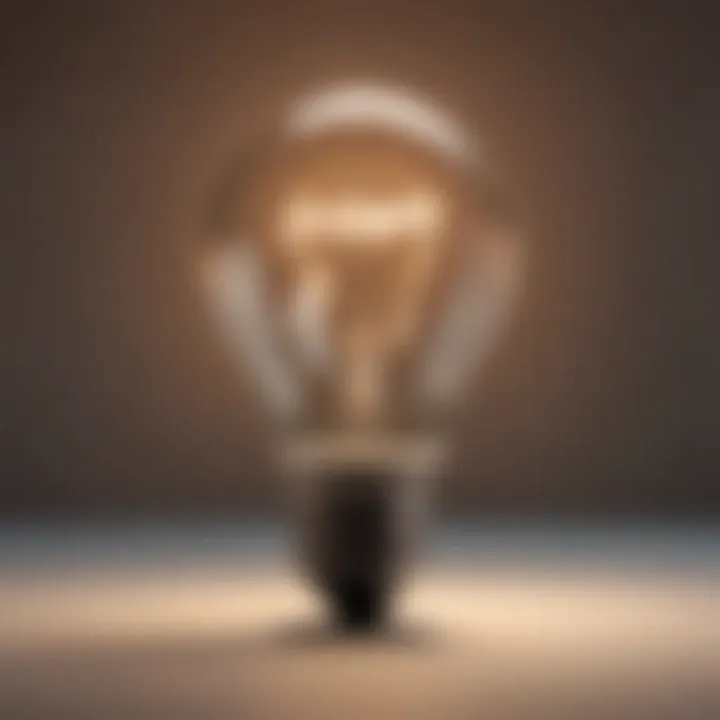 Abstract visualization of self-motivation as a glowing light bulb