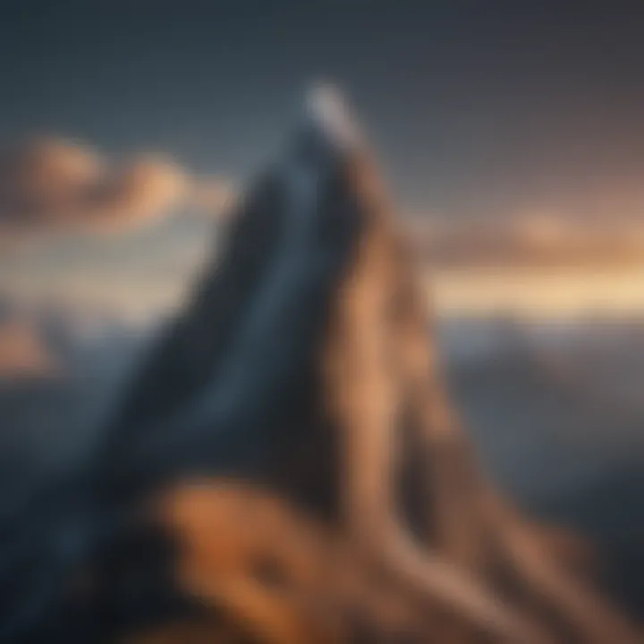 Artistic representation of success as a mountain peak