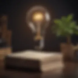 Book stack with light bulb symbol