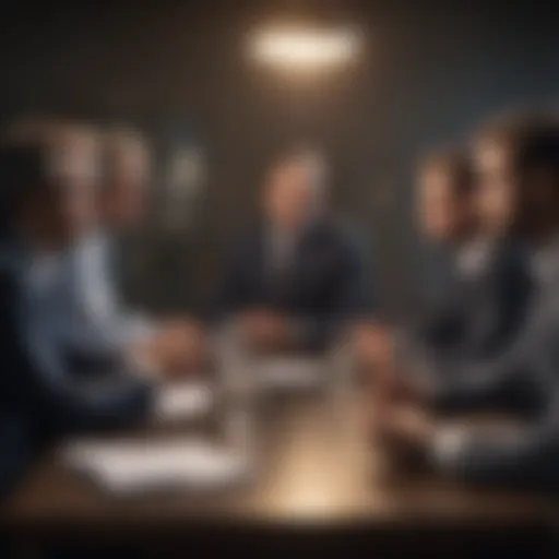 A professional setting showcasing individuals engaged in discussion, highlighting the dynamics of a meeting.