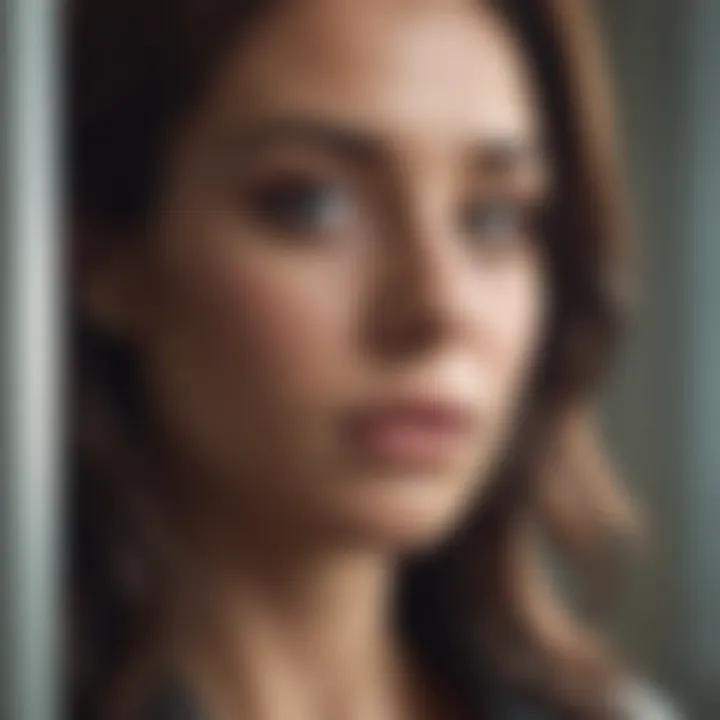 A woman looking thoughtfully out of a window, reflecting on her emotions.