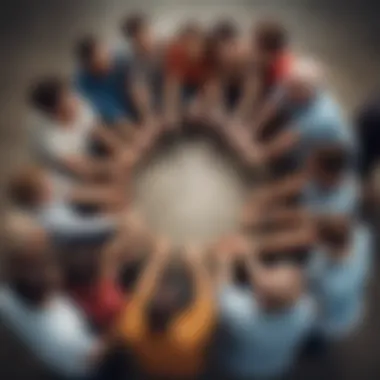 A diverse group of individuals gathered in a circle, sharing stories and supporting each other.