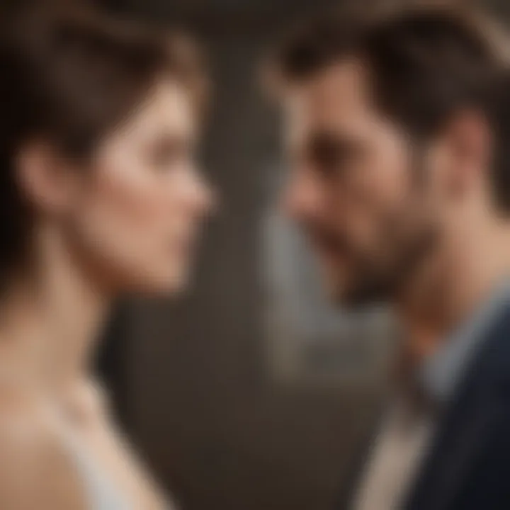 A couple in a tense conversation, showcasing emotional distance