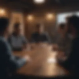 A virtual meeting setup with diverse participants engaging in discussion.