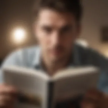 The Power of Reflection in Personal Growth An individual reflecting while reading a self-help book